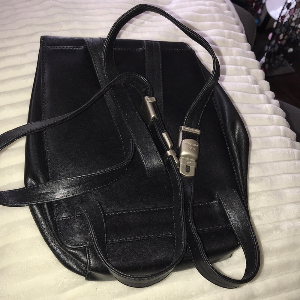 Black leather Mandarin Duck backpack